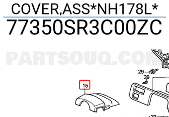 Honda 77350SR3C00ZC COVER,ASS*NH178L*