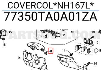 Honda 77350TA0A01ZA COVERCOL*NH167L*