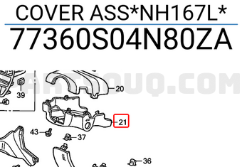 Honda 77360S04N80ZA COVER ASS*NH167L*