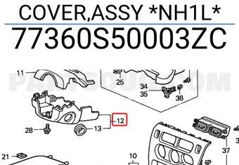 Honda 77360S50003ZC COVER,ASSY *NH1L*