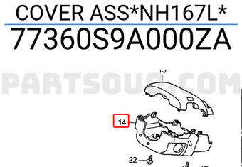 Honda 77360S9A000ZA COVER ASS*NH167L*