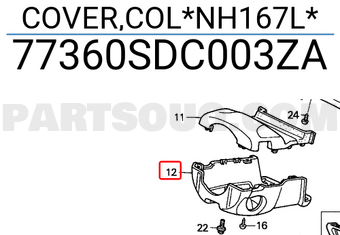 Honda 77360SDC003ZA COVER,COL*NH167L*