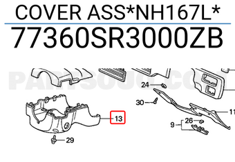 Honda 77360SR3000ZB COVER ASS*NH167L*