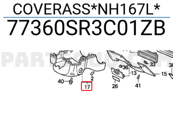 Honda 77360SR3C01ZB COVERASS*NH167L*