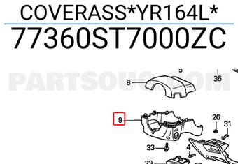 Honda 77360ST7000ZC COVERASS*YR164L*