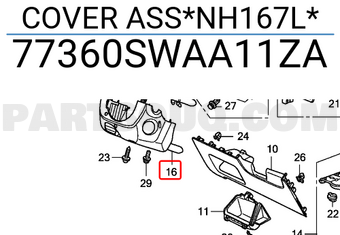 Honda 77360SWAA11ZA COVER ASS*NH167L*
