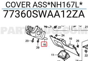Honda 77360SWAA12ZA COVER ASS*NH167L*