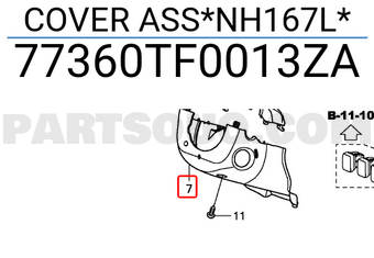 Honda 77360TF0013ZA COVER ASS*NH167L*