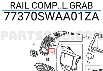 Honda 77370SWAA01ZA RAIL COMP.,L.GRAB