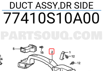 Honda 77410S10A00 DUCT ASSY,DR SIDE