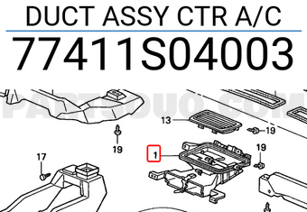 Honda 77411S04003 DUCT ASSY CTR A/C