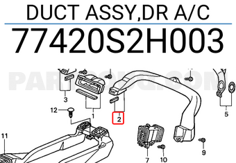 Honda 77420S2H003 DUCT ASSY,DR A/C