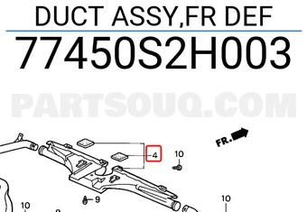 Honda 77450S2H003 DUCT ASSY,FR DEF