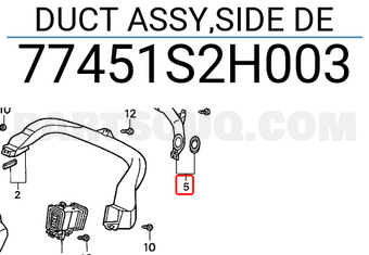 Honda 77451S2H003 DUCT ASSY,SIDE DE