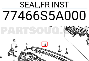 Honda 77466S5A000 SEAL,FR INST