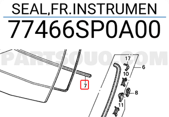 Honda 77466SP0A00 SEAL,FR.INSTRUMEN