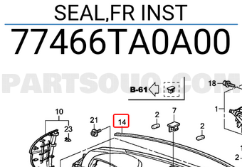Honda 77466TA0A00 SEAL,FR INST