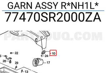 Honda 77470SR2000ZA GARN ASSY R*NH1L*