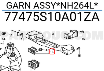Honda 77475S10A01ZA GARN ASSY*NH264L*