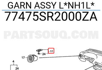 Honda 77475SR2000ZA GARN ASSY L*NH1L*