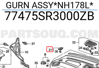Honda 77475SR3000ZB GURN ASSY*NH178L*