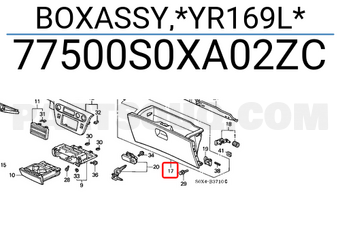 Honda 77500S0XA02ZC BOXASSY,*YR169L*