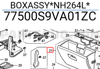 Honda 77500S9VA01ZC BOXASSY*NH264L*