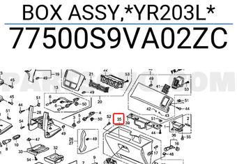Honda 77500S9VA02ZC BOX ASSY,*YR203L*