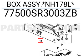 Honda 77500SR3003ZB BOX ASSY,*NH178L*