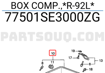 Honda 77501SE3000ZG BOX COMP.,*R-92L*