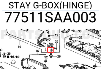 Honda 77511SAA003 STAY G-BOX(HINGE)
