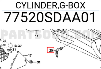 Honda 77520SDAA01 CYLINDER,G-BOX