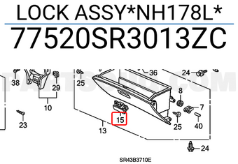 Honda 77520SR3013ZC LOCK ASSY*NH178L*