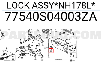 Honda 77540S04003ZA LOCK ASSY*NH178L*