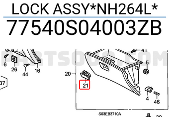 Honda 77540S04003ZB LOCK ASSY*NH264L*