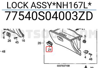 Honda 77540S04003ZD LOCK ASSY*NH167L*