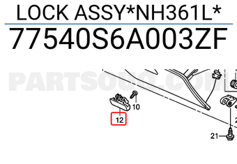Honda 77540S6A003ZF LOCK ASSY*NH361L*