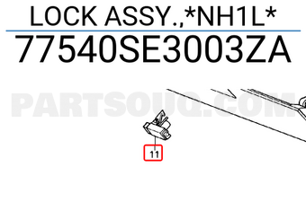 Honda 77540SE3003ZA LOCK ASSY.,*NH1L*