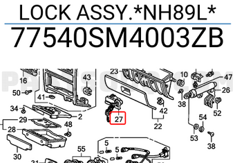 Honda 77540SM4003ZB LOCK ASSY.*NH89L*