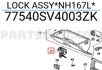 Honda 77540SV4003ZK LOCK ASSY*NH167L*