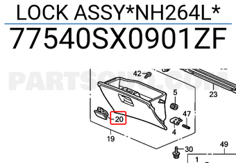 Honda 77540SX0901ZF LOCK ASSY*NH264L*