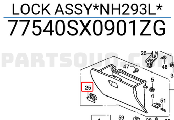 Honda 77540SX0901ZG LOCK ASSY*NH293L*