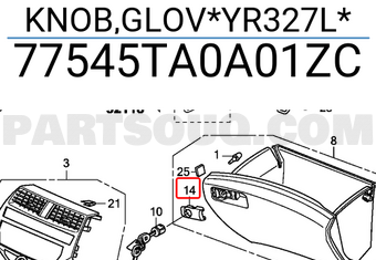 Honda 77545TA0A01ZC KNOB,GLOV*YR327L*