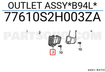 Honda 77610S2H003ZA OUTLET ASSY*B94L*