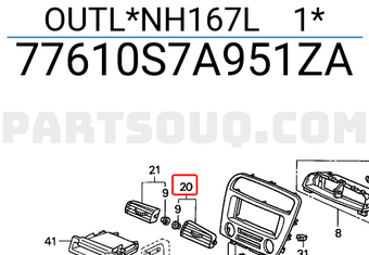 Honda 77610S7A951ZA OUTL*NH167L 1*