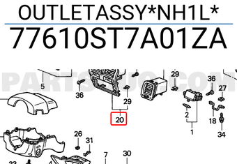 Honda 77610ST7A01ZA OUTLETASSY*NH1L*