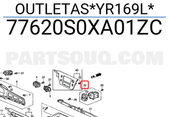 Honda 77620S0XA01ZC OUTLETAS*YR169L*