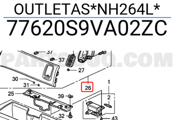 Honda 77620S9VA02ZC OUTLETAS*NH264L*