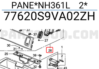 Honda 77620S9VA02ZH PANE*NH361L 2*
