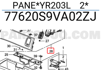 Honda 77620S9VA02ZJ PANE*YR203L 2*